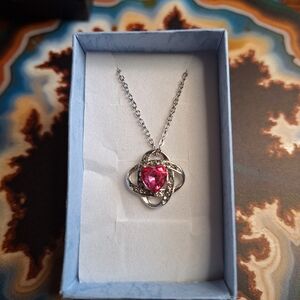 July birthstone pendant necklace rose red